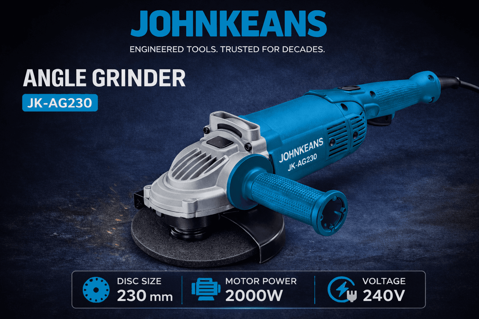 Johnkeans 230mm Heavy Duty Angle Grinder - Image 3