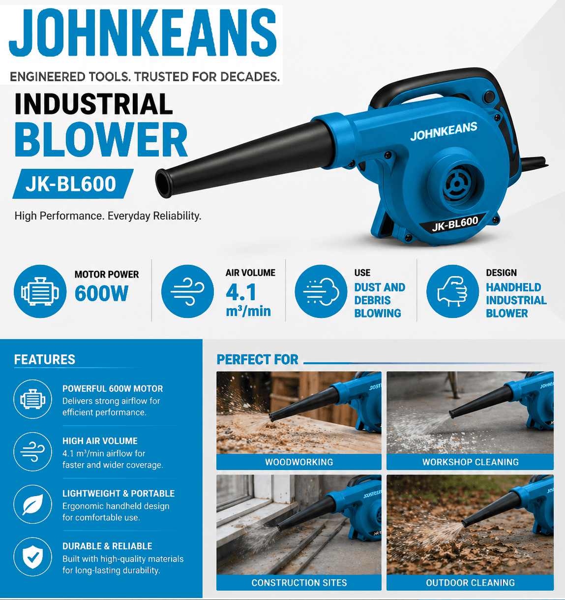 Johnkeans 600W Industrial Blower - Image 6