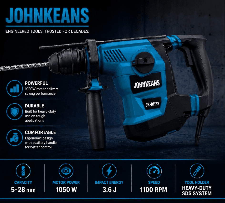 Johnkeans 38mm Heavy Duty Rotary Hammer Drill - Image 3